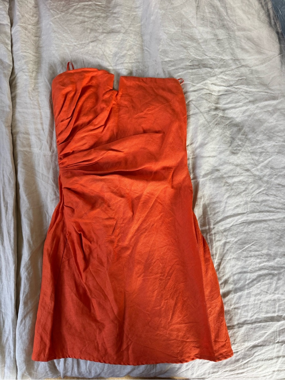 Reformation Linen Strapless Orange Women’s Dress - Elegant Summer Style